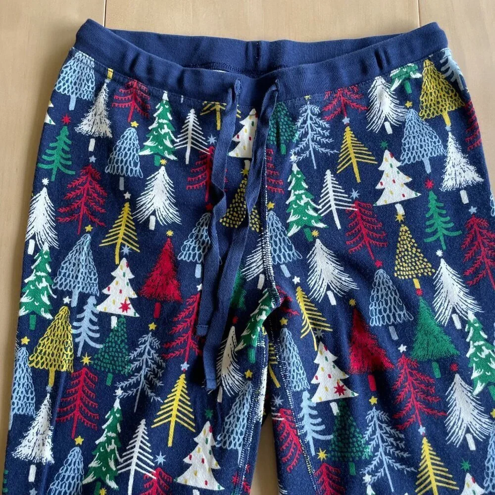 Hanna Andersson Women's Long John Pajama Pant, Twinkly Trees On‎ Navy - Size SM